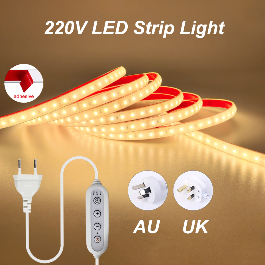 Outdoor Lighting Uk - AC 220V 접착식 LED 스트립 조명,