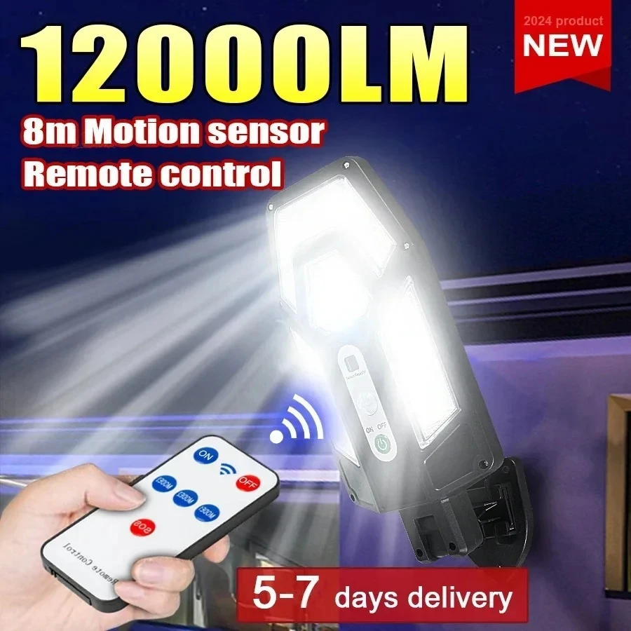 Outdoor Lighting Ip65 - 12000LM 강력한 태양광 벽등 리모컨 포함