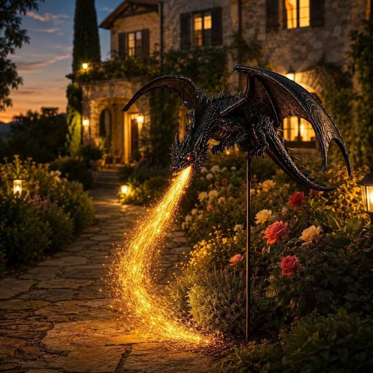 Outdoor Lighting Pathway - 태양광 드래곤 정원 조명, 태양열로 작동하는