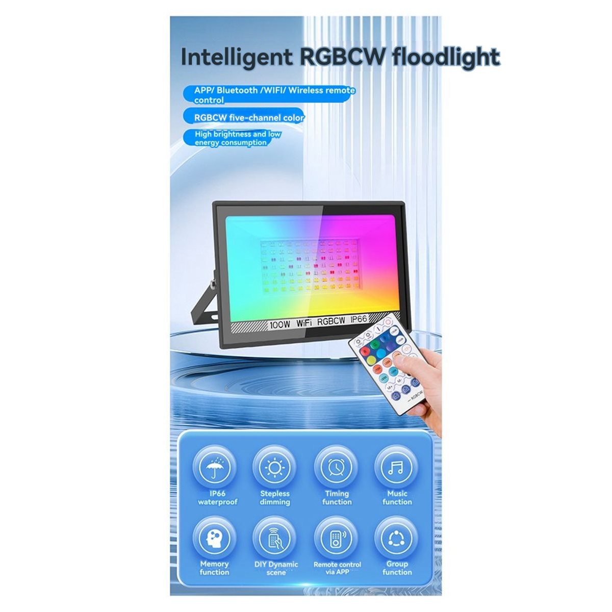 Nices 100W RGBCW LED 투광 조명 APP - Outdoor Lighting Uk 리뷰 및 가격