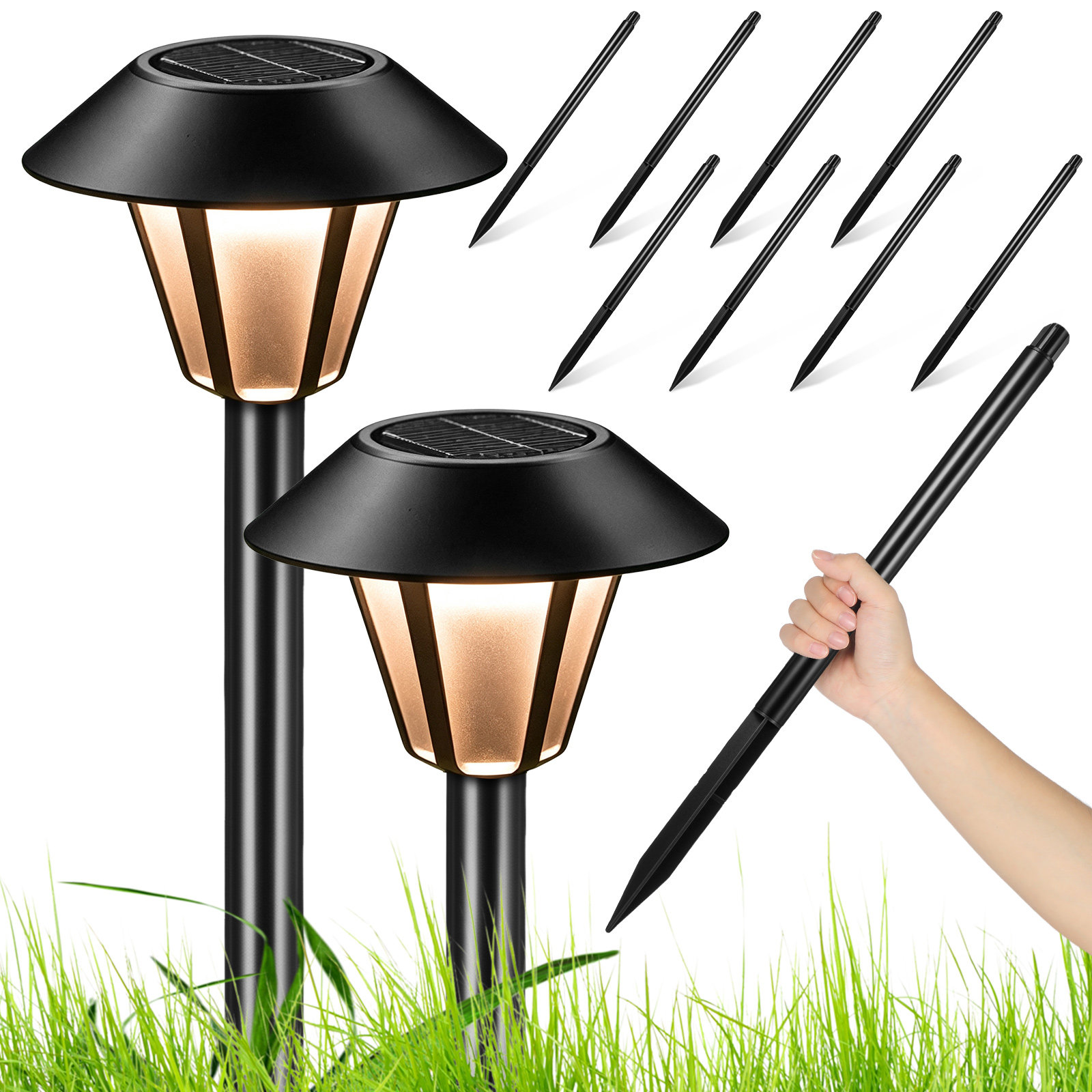 8개 세트 플라스틱 태양광 조명 지지대, 야외용, 정원 - Outdoor Lighting Pathway 리뷰 및 가격