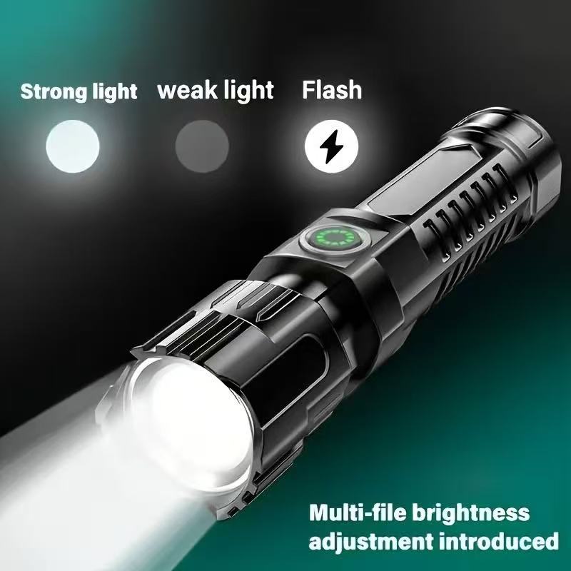 새로운 고출력 LED 손전등 USB 충전식 토치 내장  - Outdoor Lighting Black 리뷰 및 가격